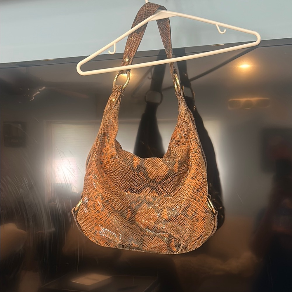 Brown Snakeskin Patterned Women's Bag - Picture 2 of 2